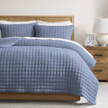WDCOZY Dusty Blue Oversized King Quilt Set, California Cal King Rustic Bedspread by WDCOZY