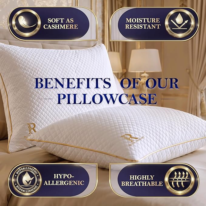 Royal Therapy 4-Pack Queen Memory Foam Pillow, Adjustable Shredded Bed Pillow - Image 7