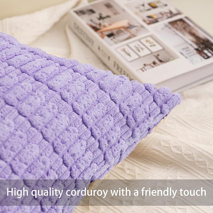 Aegero Pack of 2 Corduroy Decorative Throw Pillow Covers 18x18 Inch Soft - Image 2