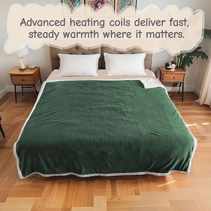 Electric Heated Blanket Queen Size 84"x90", Soft Flannel - Image 8