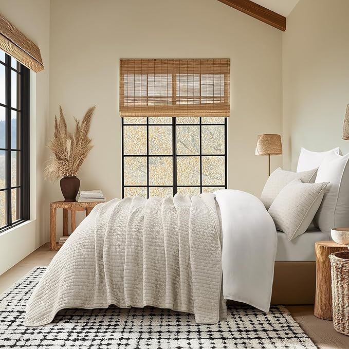 EVERGRACE Cross Stitch Pre-Washed Cotton Quilt Bedding Set King Size, Oversized - Image 5