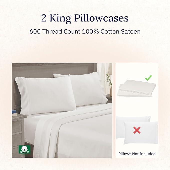 California Design Den Luxuriously Soft 100% Cotton Pillowcases King Size Set of - Image 4