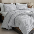 Andency Silver Grey Oversized Queen Comforter Set, Boho Soft Warm Bedding by Andency