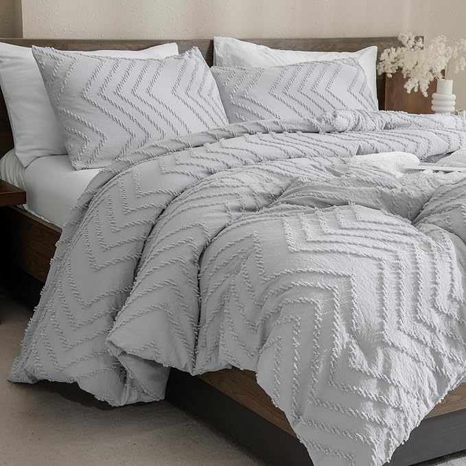 Andency King Comforter Silver Grey, Boho Grey Soft Warm Bedding Comforter Sets by Andency