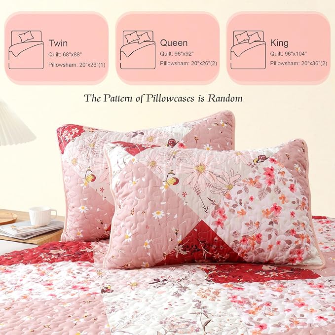 Whale Flotilla Patchwork Quilts Queen Size, Extra Soft Boho Floral Bedspreads - Image 6