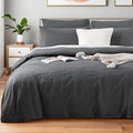 NEXHOME PRO Duvet Cover Twin 100% Washed Cotton, Heathered Black Breathable by NEXHOMEPRO