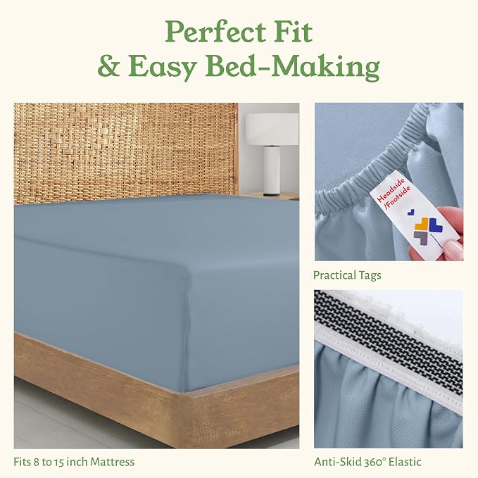 California Design Den 100% Organic Cotton Fitted Sheet Full Size - Image 7