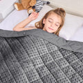Grey Weighted Blanket Kids 10lbs, Breathable Cooling Minky Heavy Throw Blanket by BETU