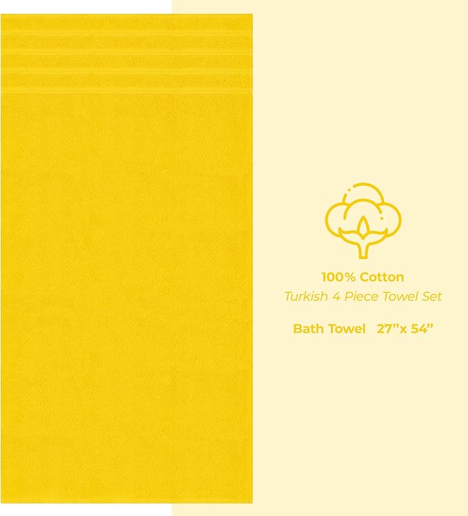 American Soft Linen Luxury 4 Piece Bath Towel Set, 600 GSM 100% Cotton Turkish - Image 4