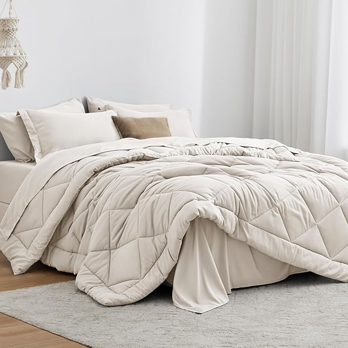 Love's cabin California King Comforter Set Off White, 7 Pieces California King by Lovescabin