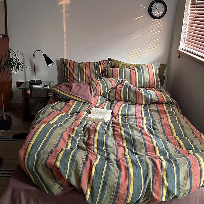 mixinni Vintage Striped Duvet Cover Set Twin XL Size - Image 3