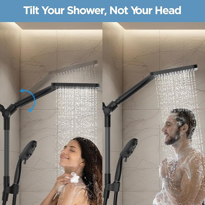 Dual Handheld Shower Head Combo, 2-in-1 Rain Shower Heads System Wide Rainfall - Image 3