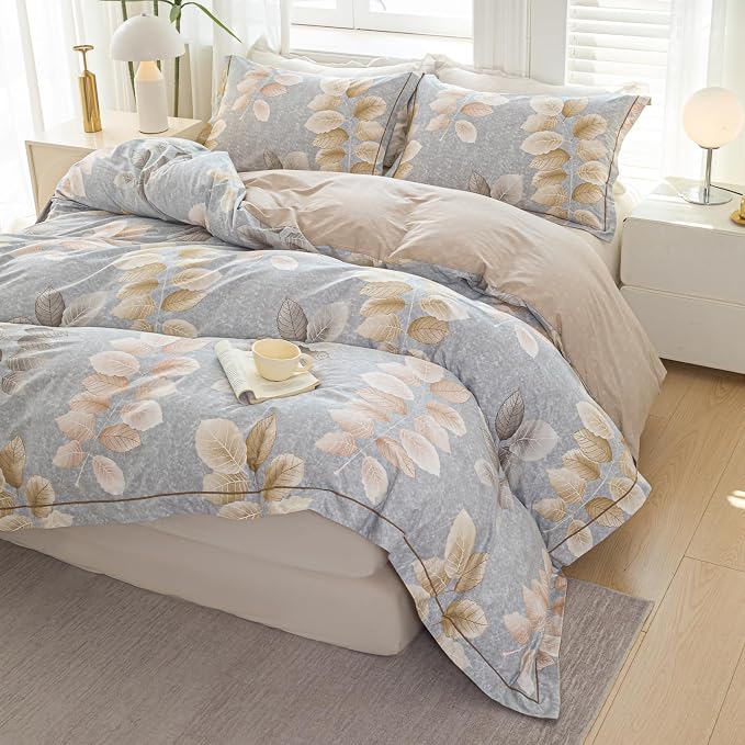 OAITE Duvet Cover Set Queen Size Floral Pattern 500 Thread Count Ultra Soft - Image 3