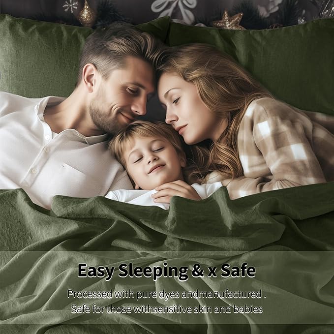 LBRO2M 100% Pure Linen Sheet Set Deep Pocket Up to 16" Bed Sheets Sets - Image 5