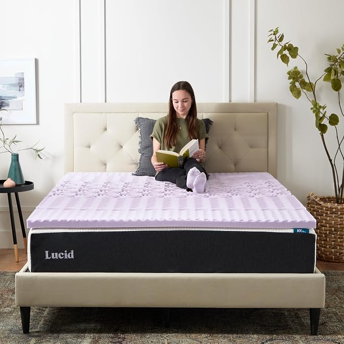 LUCID Lavender Infused 2 Inch Memory Foam Mattress Topper - Image 7