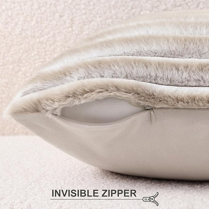 Pallene Faux Fur Plush Throw Pillow Covers 18x18 Set of 2, Luxury Soft Fluffy - Image 3