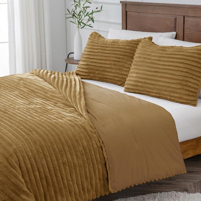 BEDELITE Fleece Twin Comforter Set -Super Soft & Warm Fluffy Brown Bedding - Image 9