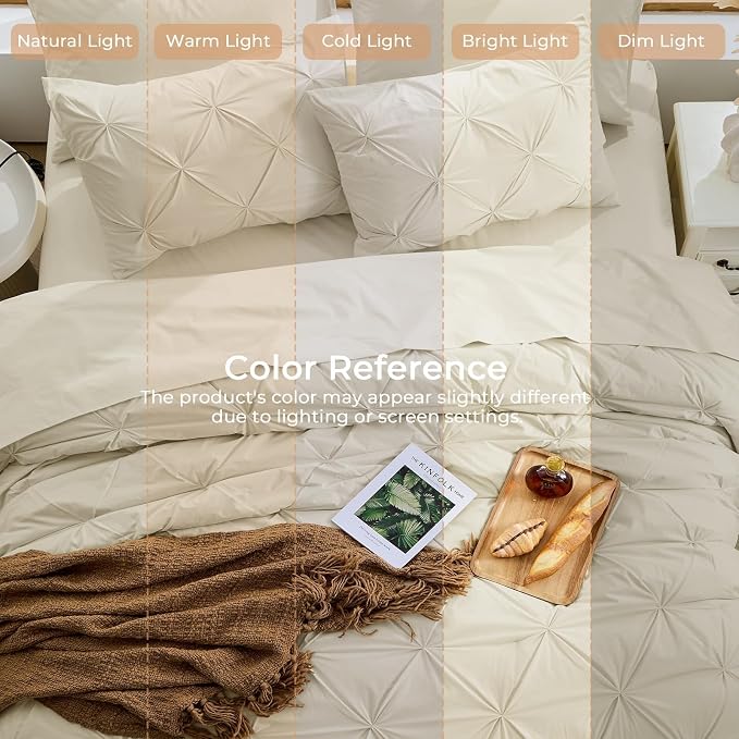 Sasttie Queen Comforter Set, 7-Piece Bed in a Bag, Pintuck Bedding Sets - Image 8