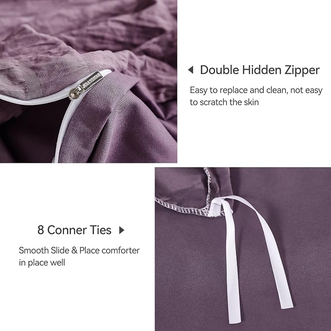 JELLYMONI Purple Duvet Cover Cal King Size, Soft Breathable Seersucker Duvet - Image 5