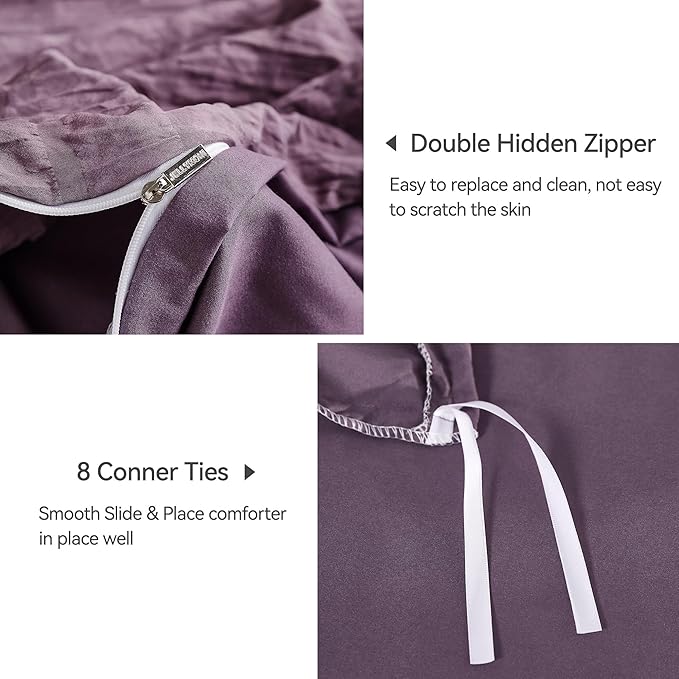 JELLYMONI Purple Duvet Cover Twin Size, Soft Breathable Seersucker Duvet Cover - Image 5