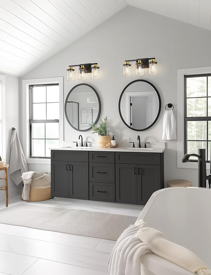 L LOHAS LED 3-Light Black and Gold Bathroom Light Fixtures, 20 Inch Modern - Image 6