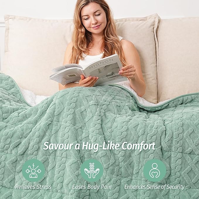 Wemore Weighted Blanket for Adults Twin Size 20 lbs, Dual Sided Soft Fuzzy - Image 4