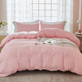 AveLom Blush Pink Seersucker Duvet Cover Set Full Size, 3 Pieces, Ultra Soft by AveLom