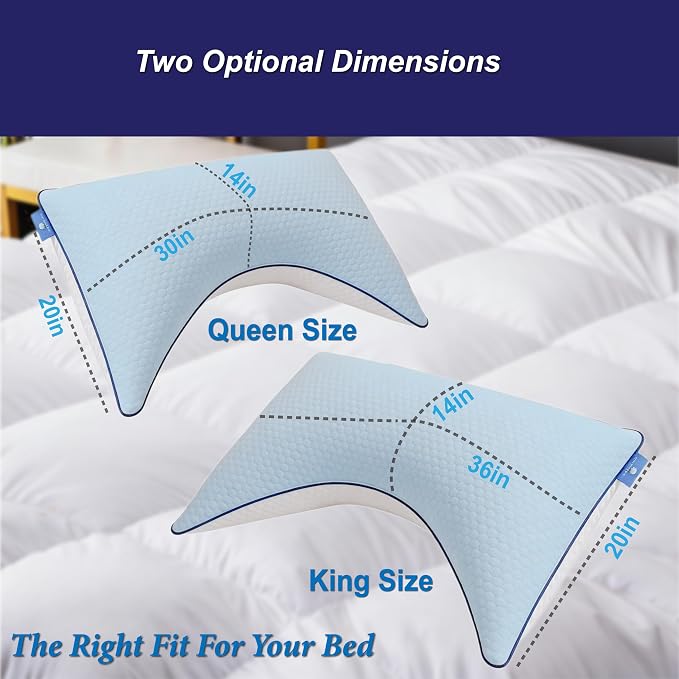Cooling Pillow King Size, Shredded Memory Foam Adjustable Loft, Slow Rebound - Image 7