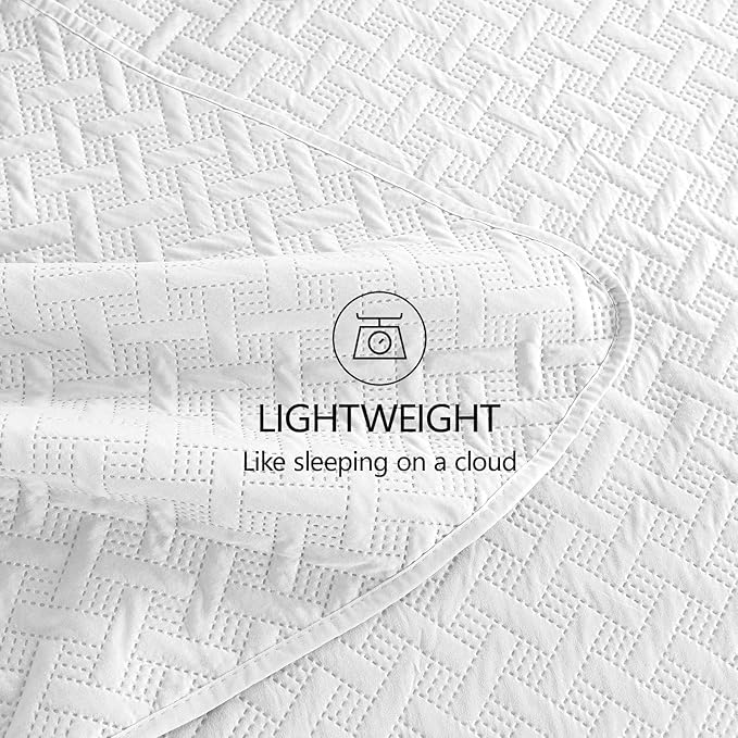 FLYMME White Twin Quilt Bedding Set Thin Lightweight Bedspreads, Modern Style - Image 6