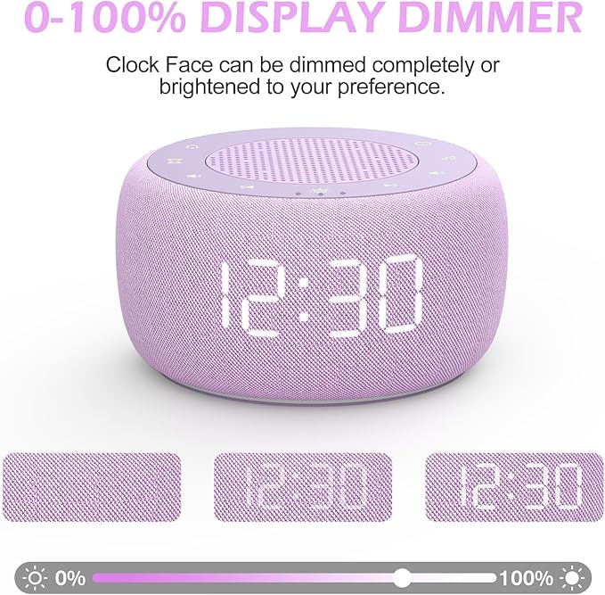 Buffbee Sound Machine & Alarm Clock 2-in-1, 0-100% Clock Face Brightness - Image 4