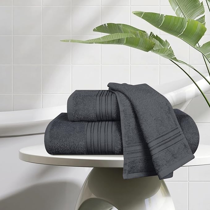 BOUTIQUO Ultra Soft 3 Pack Cotton Towel Set, Contains a Bath Towels 28x55 inch - Image 3