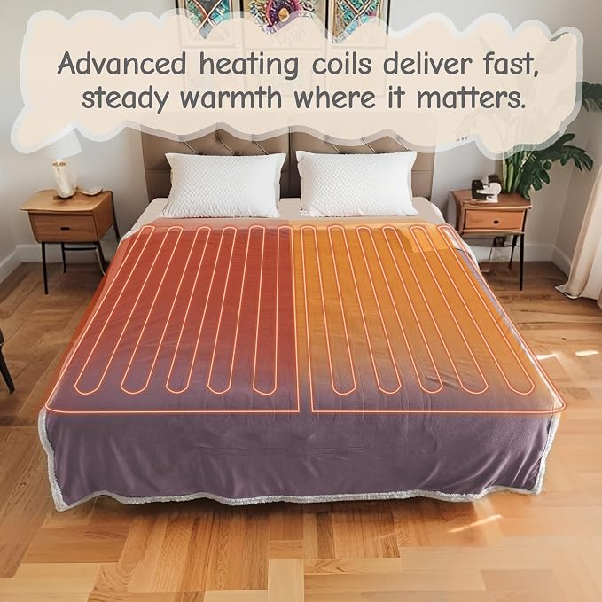 Electric Heated Blanket Full Size 72"x84", Soft Flannel - Image 4