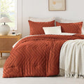 Andency Burnt Orange Oversized Queen Comforter Set, Boho Soft Warm Bedding by Andency