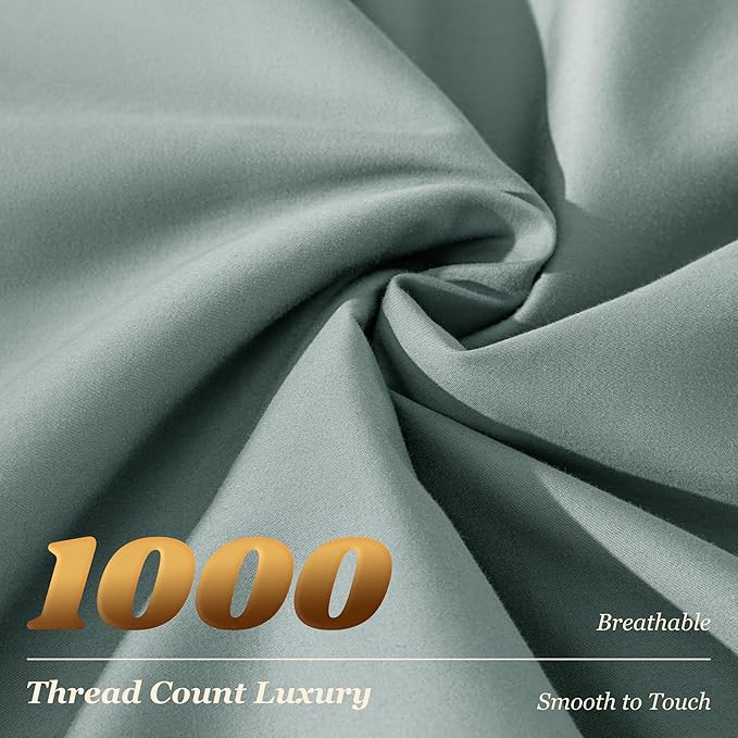 LBRO2M 100% Cotton Sheets Set Deep Pocket 19", 1000 Thread Count King Size 4 - Image 4