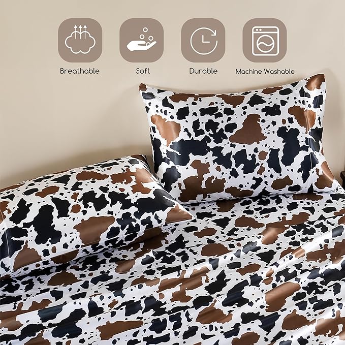 MR&HM Satin Bed Sheets with Elastic Corner Straps, Full Size Sheets Set - Image 6