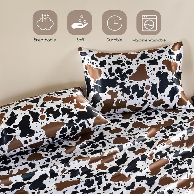 MR&HM Satin Bed Sheets with Elastic Corner Straps, Queen Size Sheets Set - Image 6