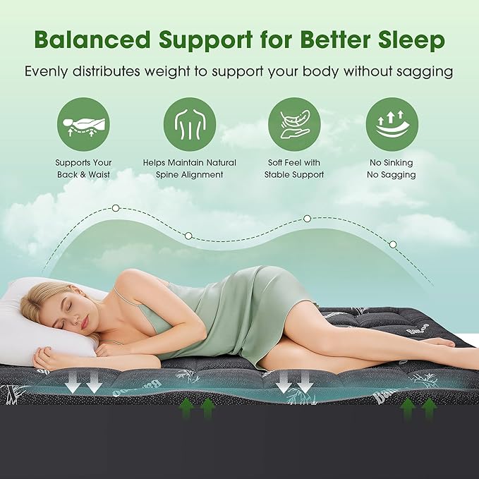 Mattress Pad Twin Size, Cooling Pillow Top Mattress Topper, Ultra Soft Viscose - Image 4