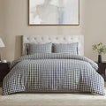 DAPU Linen Duvet Cover King, Yarn Dyed Gingham Check Plaid 100% Washed Linen by DAPU