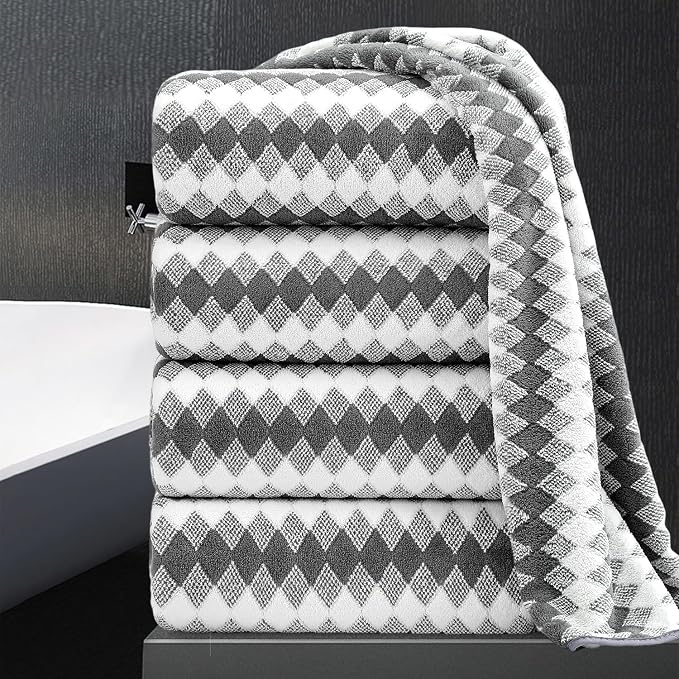 4 Piece Bath Towel Set Oversized Bath Sheet 35"x70" Bathroom Towel Extra Large by MAGGEA