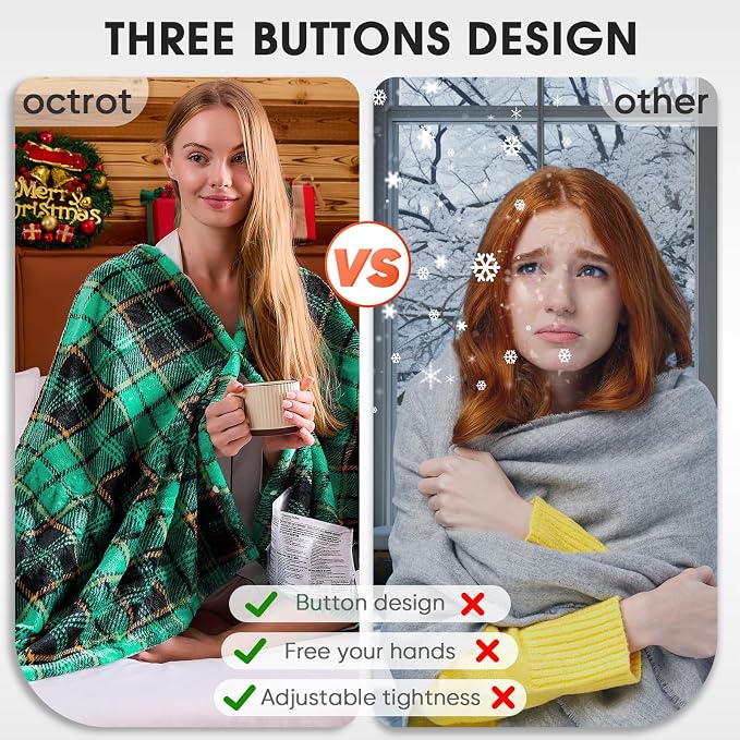 Green Heated Blanket Electric Twin Size 62X84, Christmas Heating Blanket - Image 7