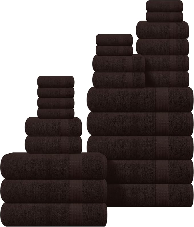 GLAMBURG Ultra Soft 24-Piece Towel Set- 100% Pure Ringspun Cotton, Contains 8 by GLAMBURG
