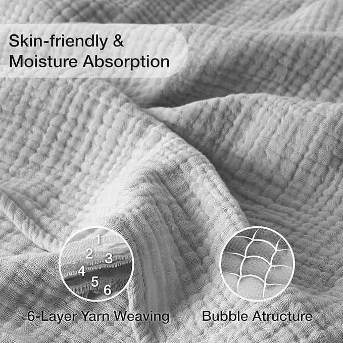 100% Cotton Muslin Blanket King 108" x 90", Breathable and Lightweight Cotton - Image 5