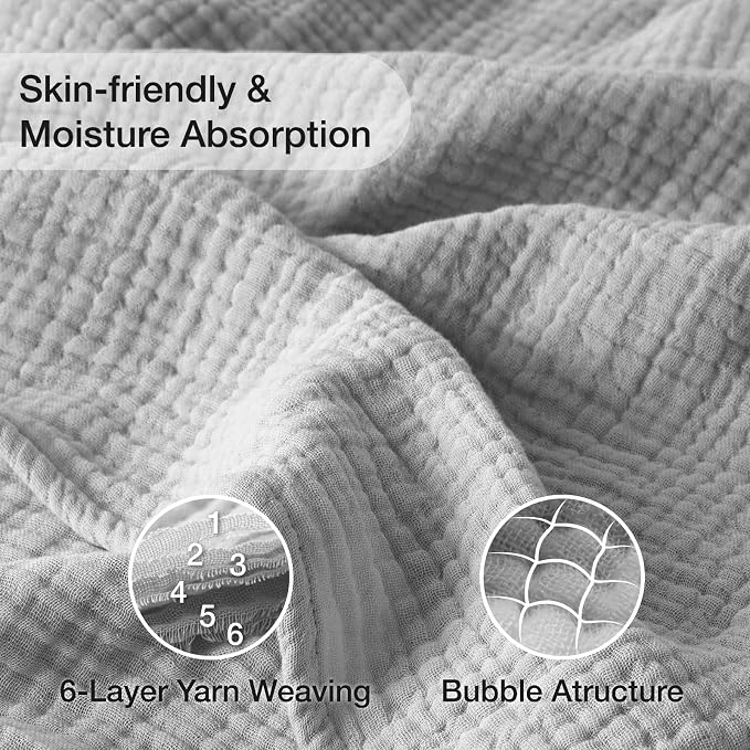 100% Cotton Muslin Blanket 40" x 40", Breathable and Lightweight Cotton Throw - Image 3