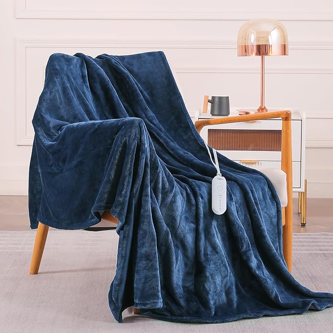 HOMLYNS LuxeHeat Heated Blanket Electric Blanket, Soft Flannel Sherpa Heated - Image 7