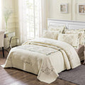 ROOMLIFE Quilt Set King Size 3D Floral Embroidery Pattern 3-Piece Cotton by ROOMLIFE