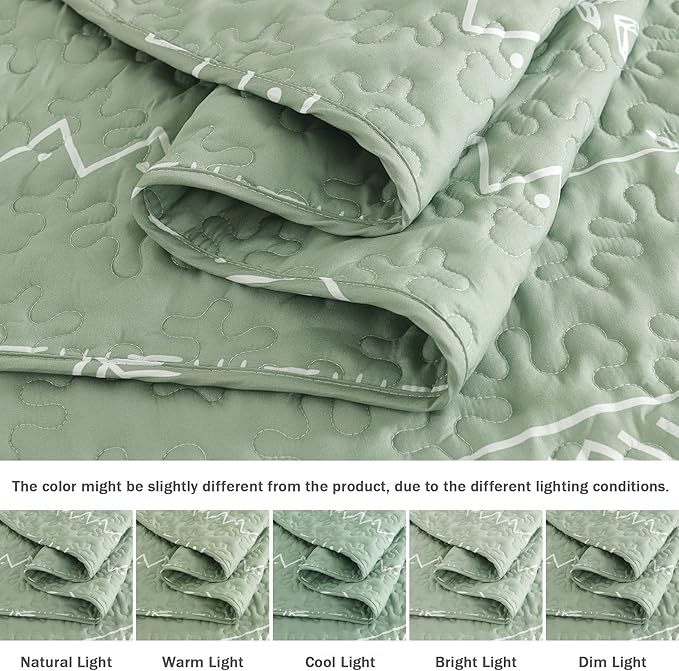 Andency Sage Green California King Quilt Set, 3 Pieces Boho Lightweight Soft - Image 5