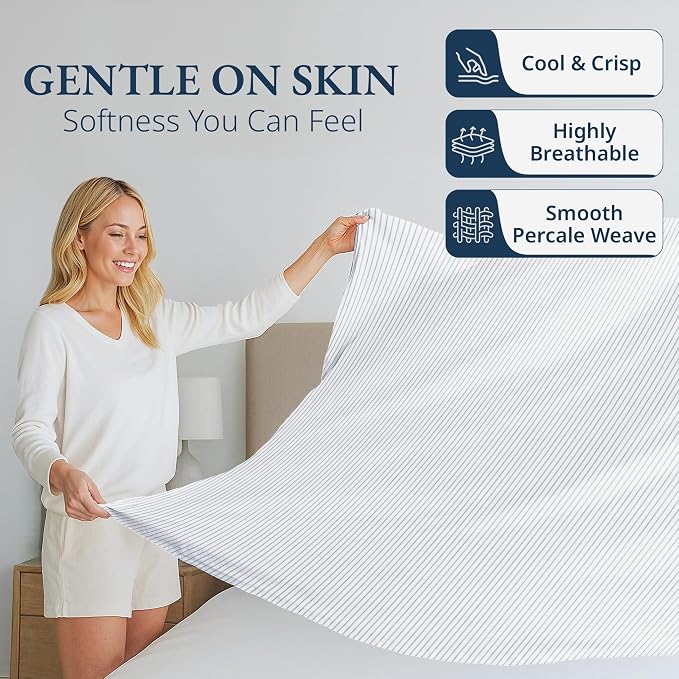 Lane Linen 100% Organic Cotton Twin Size Flat Sheet Only - Image 3