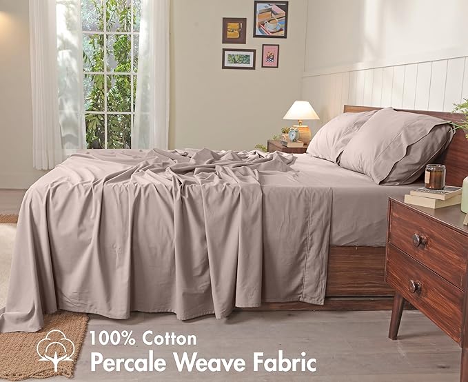 RUVANTI 100% Cotton Sheets – Twin Size Percale Bedding, Cooling & Breathable - Image 2