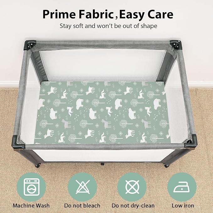 Baby Mini Crib Sheets Boy, Portable 38”x26” Pack and Play Sheets Fitted - Image 3