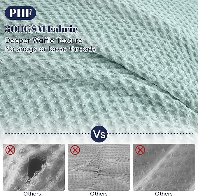 PHF Waffle Weave Duvet Cover Set King Size, No Snagging Ultra Soft Luxury - Image 3